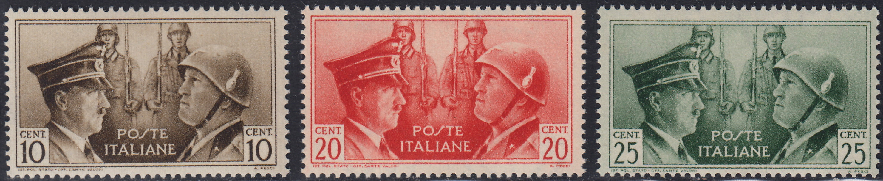 T26_2 - 1941 - Fratellanza d'armi italo-tedesca, NON EMESSI, gomma integra (457A,457B, 457C)