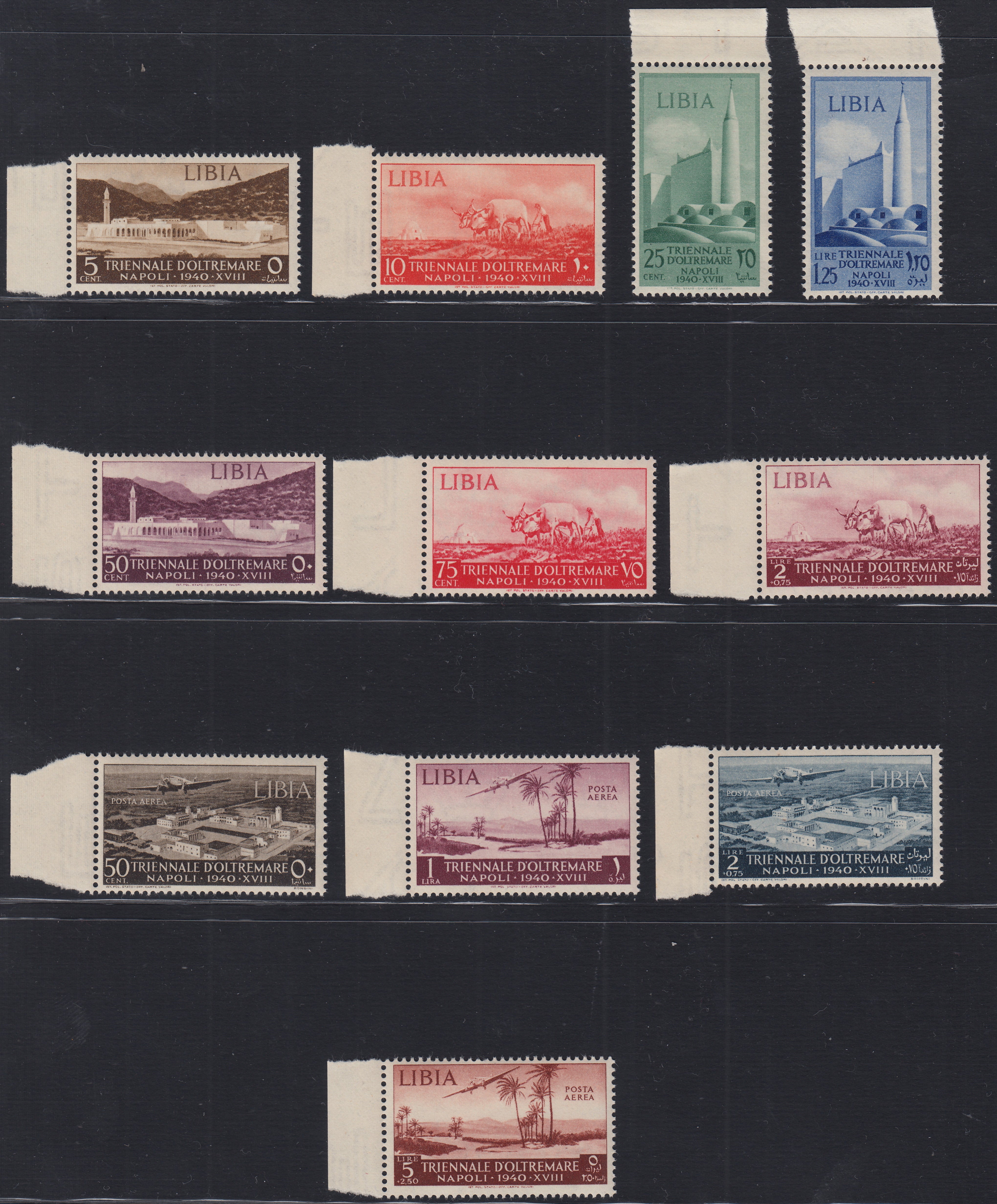 Libia14 - 1941 - Hermandad de armas italo-alemana, juego completo de Correo Ordinario + Correo Aéreo, nuevo con gomas originales (171/177 + A45).