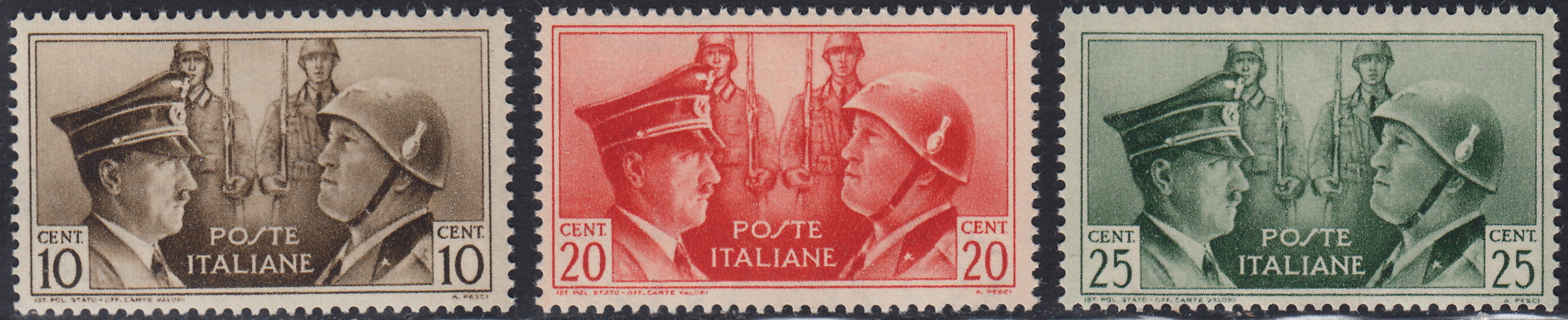 T26_3 - 1941 - Fratellanza d'armi italo-tedesca, NON EMESSI, gomma integra (457A,457B, 457C)