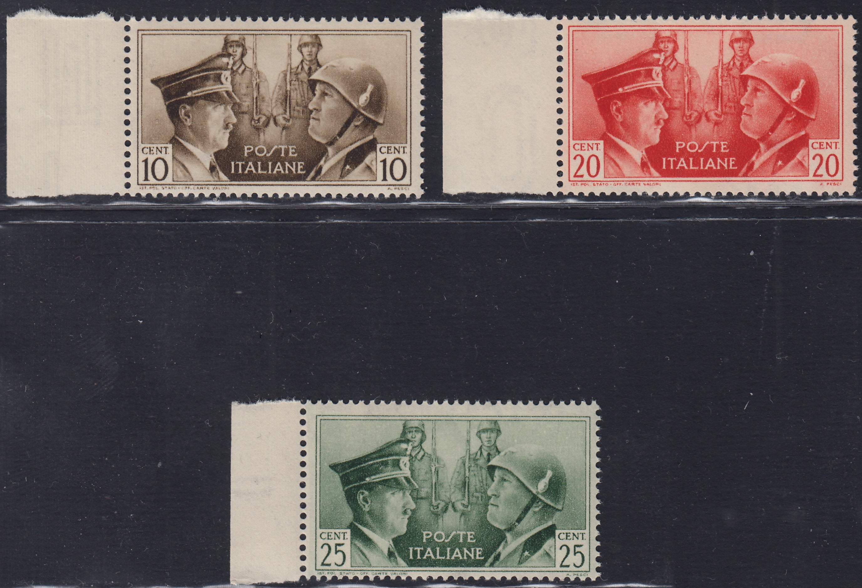 T26_4 - 1941 - Fratellanza d'armi italo-tedesca, NON EMESSI, gomma integra (457A,457B, 457C)