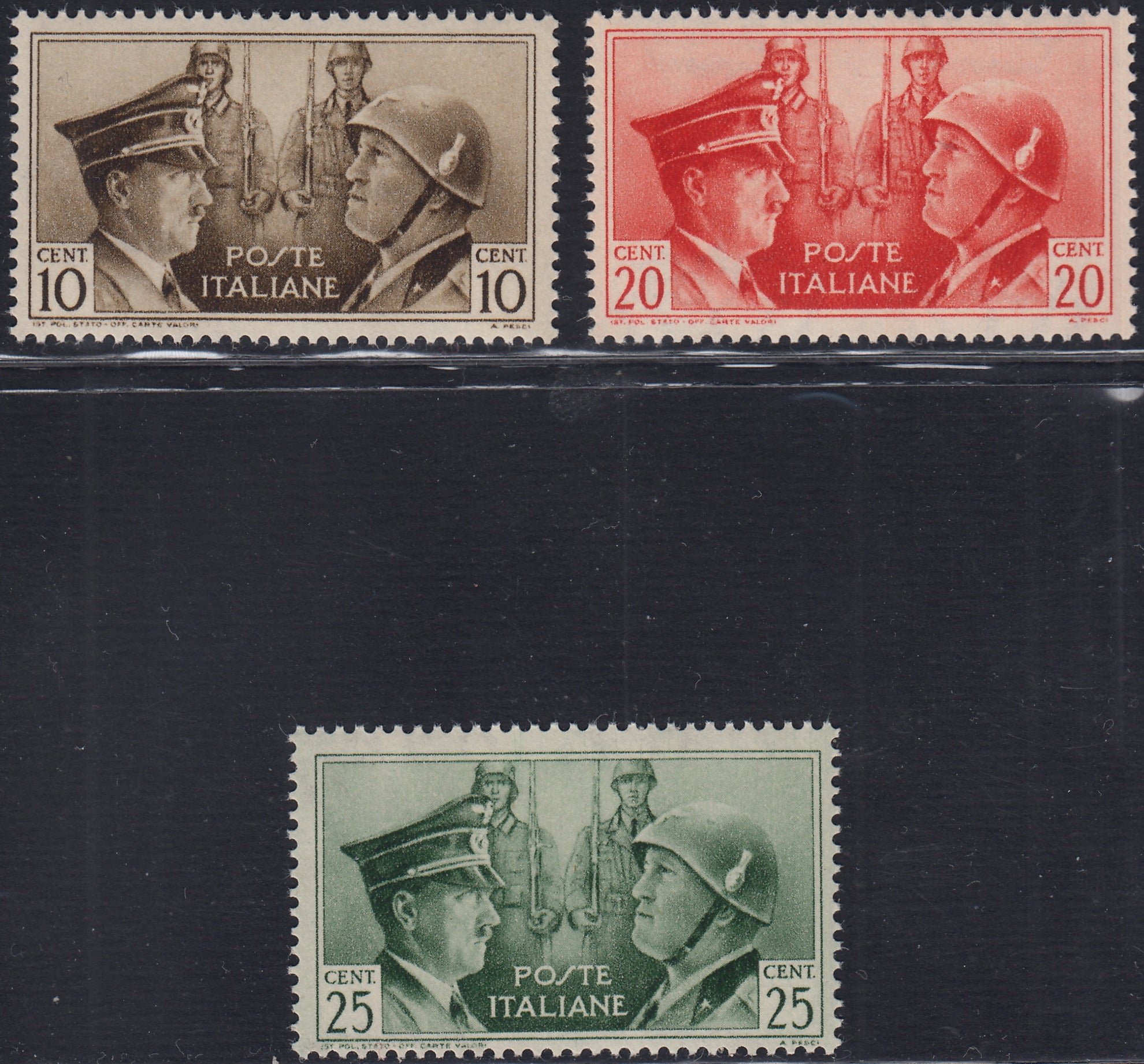 T26_5 - 1941 - Fratellanza d'armi italo-tedesca, NON EMESSI, gomma integra (457A,457B, 457C)