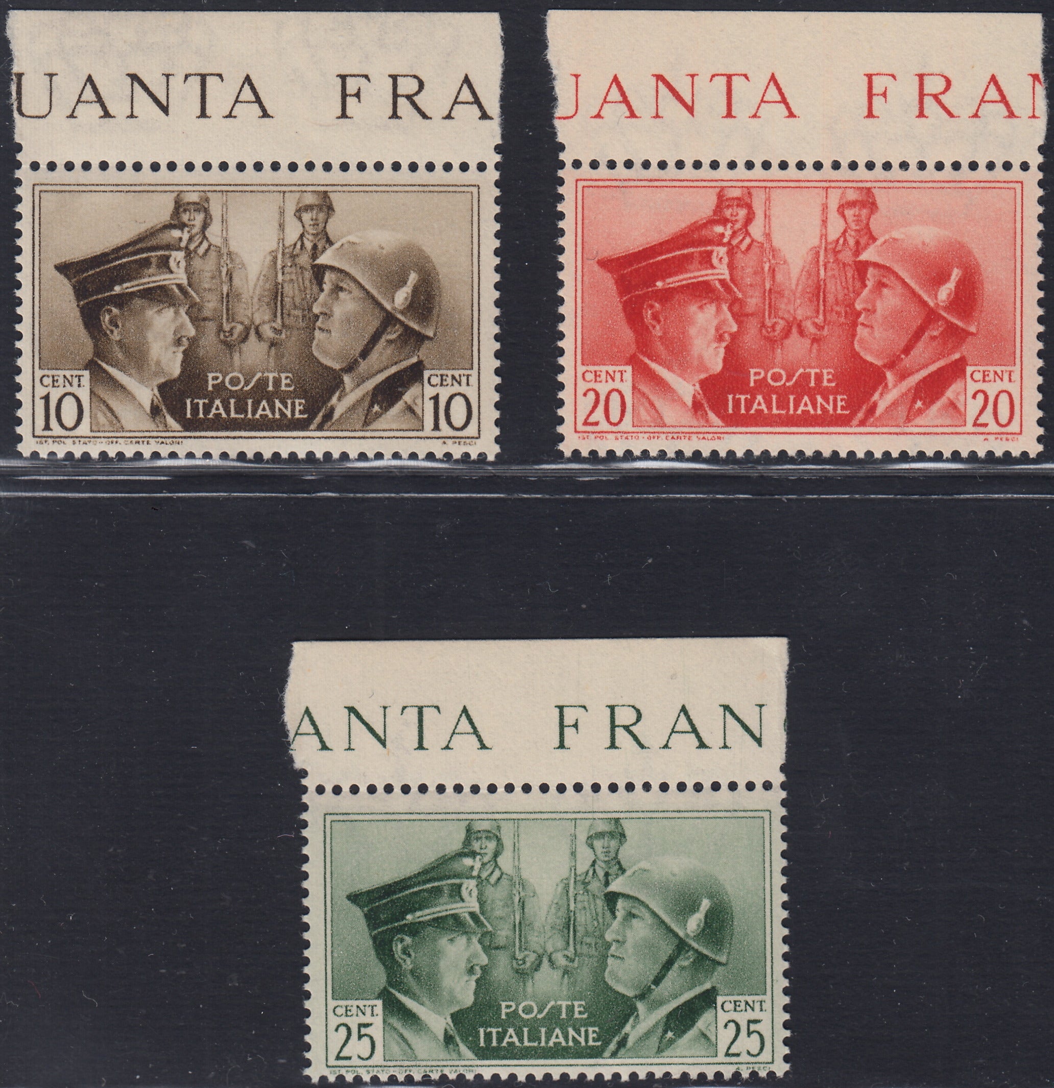 T26_6 - 1941 - Fratellanza d'armi italo-tedesca, NON EMESSI, gomma integra (457A,457B, 457C)