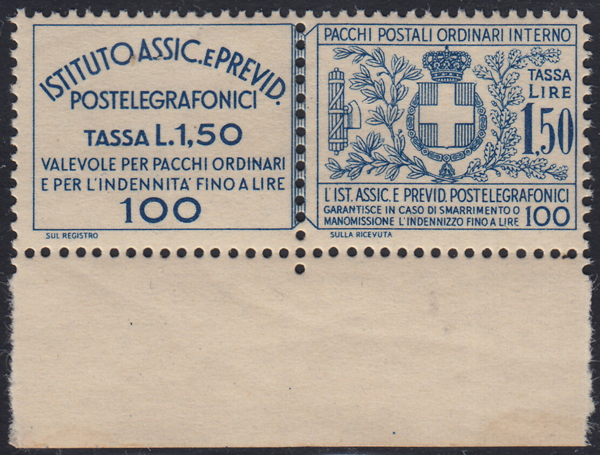 T26_7 - 1936 - Francobolli assicurativi e previdenza Postetelegrafonici,L. 1,50 azzurro nuovo con gomma integra (17)
