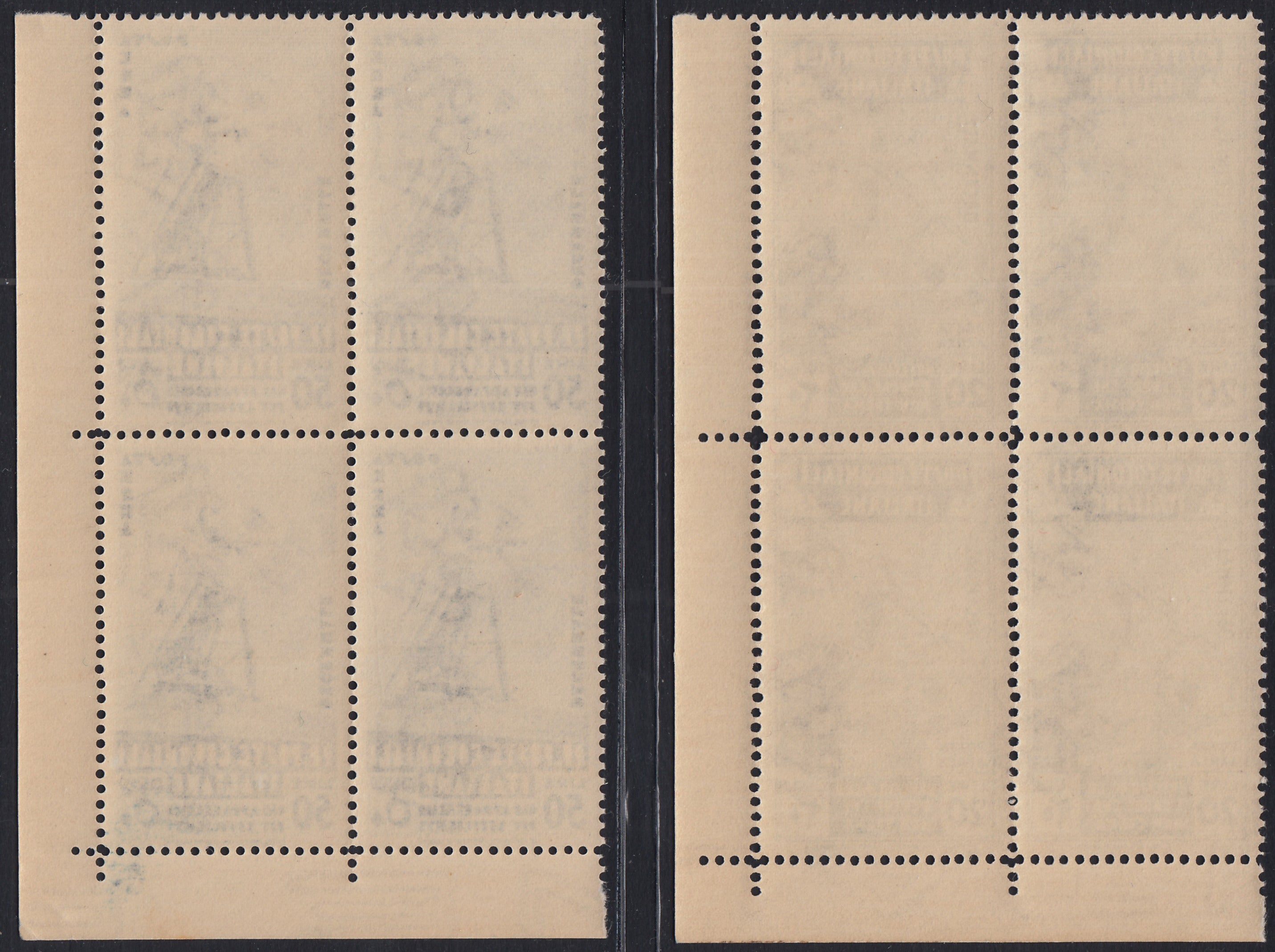 T26_81 - 1933 - Decennale della Marcia su Roma, serie completa di Posta Aerea in blocchi di 4 esemplari nuovi gomma integra (A22/29).