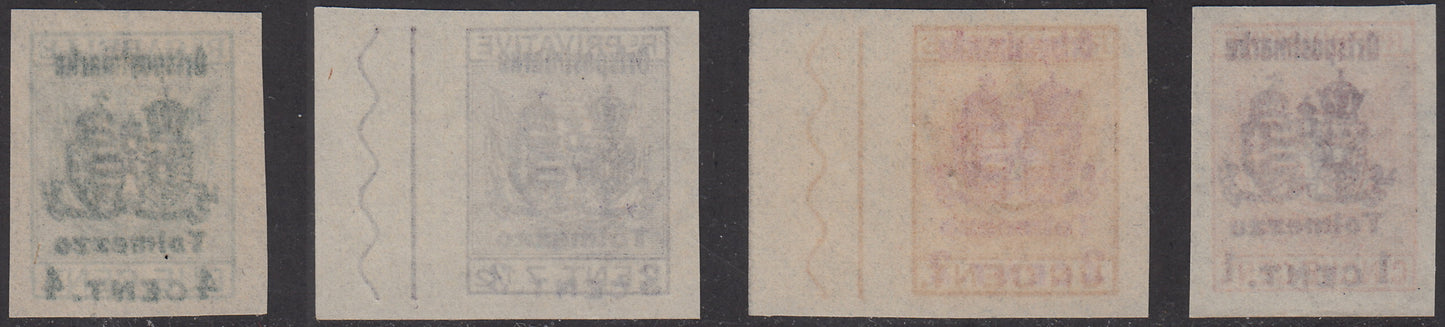 1918 -  Occupazione Austriaca del Friuli e del Veneto, francobolli di Recapito Autorizzato emessi per il comune di TOLMEZZO, serie completa nuova (65/68)