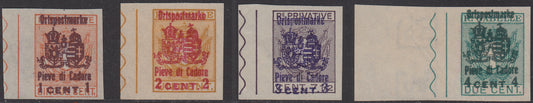 1918 -  Occupazione Austriaca del Friuli e del Veneto, francobolli di Recapito Autorizzato emessi per il comune di PIEVE DI CADORE serie completa nuova (41/44)