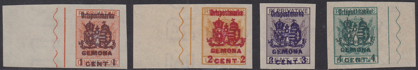 1918 -  Occupazione Austriaca del Friuli e del Veneto, francobolli di Recapito Autorizzato emessi per il comune di GEMONA serie completa nuova (17/20)