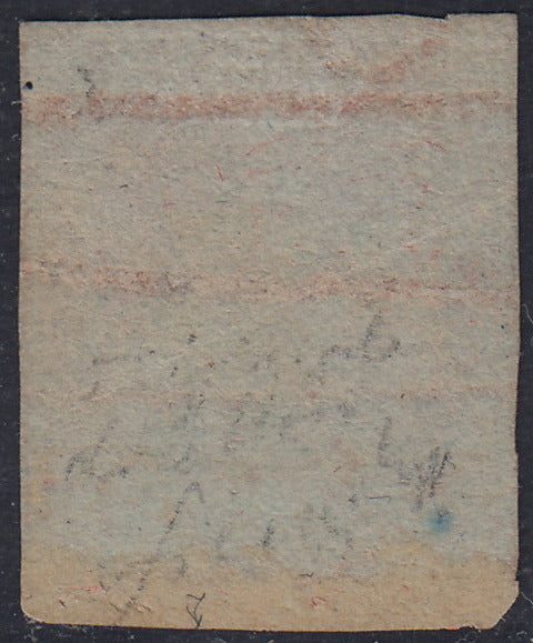 T99 - 1851 - Leone di Marzocco, 60 crazie scarlatto cupo su carta grigia e filigrana corona, usato (9)