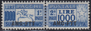 TA7 - Trieste Zona A - 1954 - Pacchi Postali L. 1000 oltremare "Cavallino" soprastampa AMG-FTT dentellatura pettine nuovo con gomma (26)