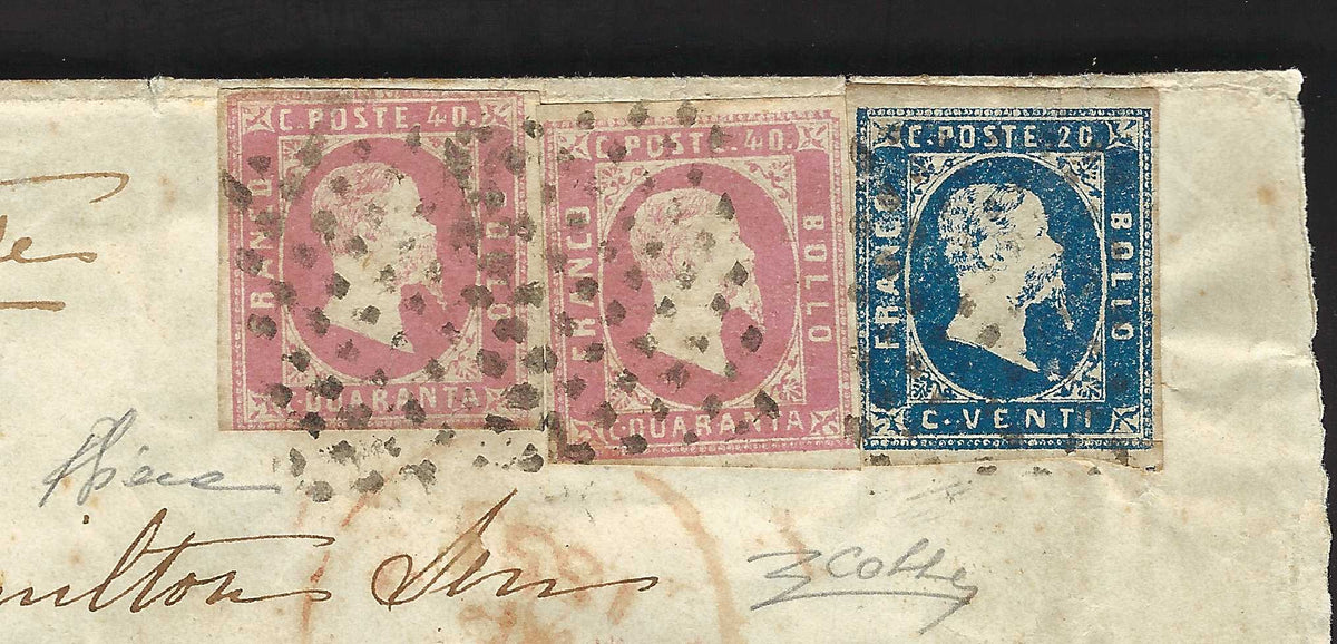 ES2585_15 - 1855 - II issue c.25 brown red on letter from Piacenza to Bologna May 1856 (8)