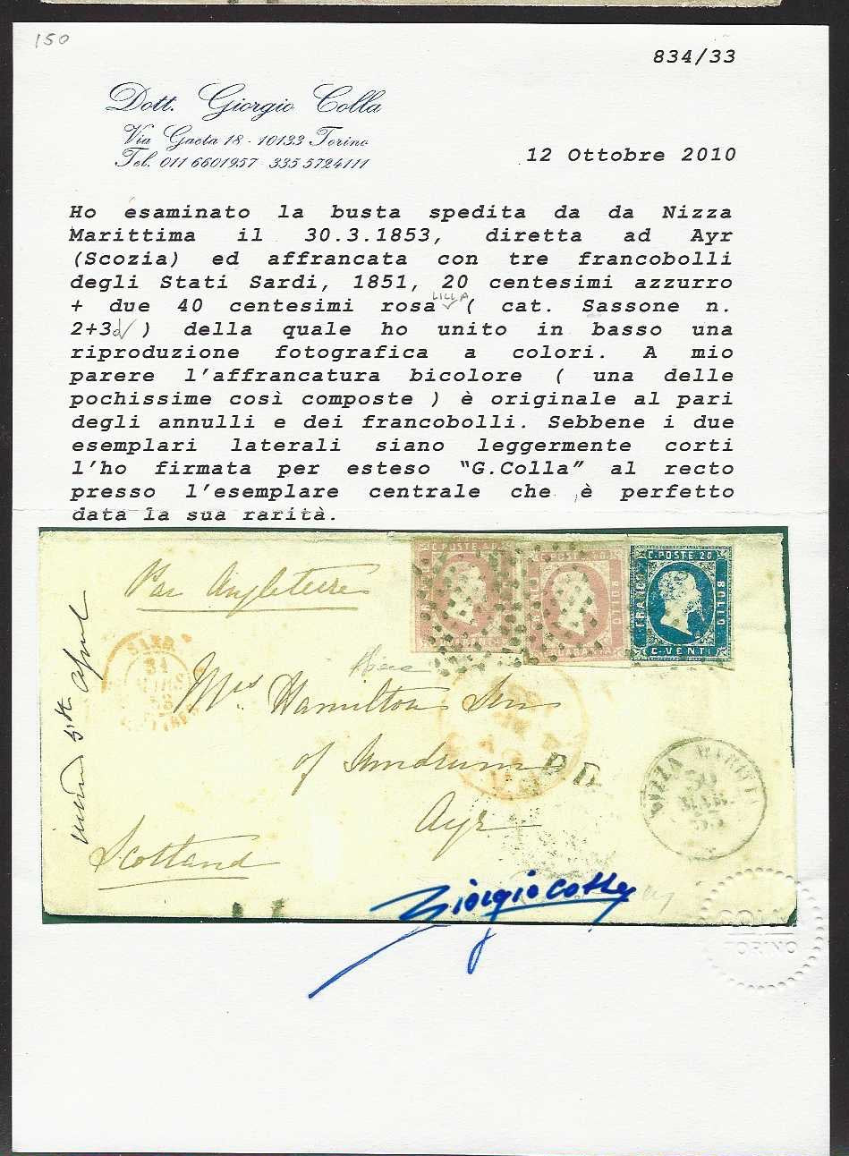 ES2585_15 - 1855 - II issue c.25 brown red on letter from Piacenza to Bologna May 1856 (8)