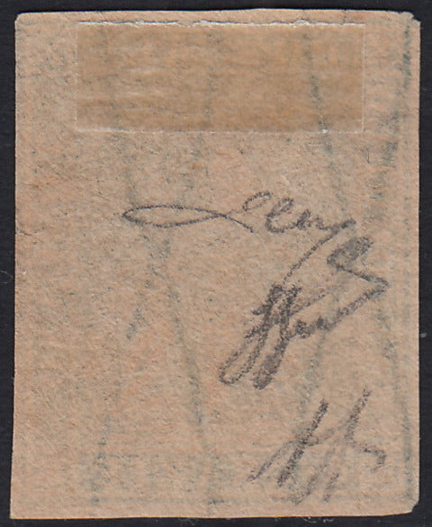 Tos159 - 1857 - Toscana 4 crazie verde su carta bianca e filigrana linee ondulate usato (14)