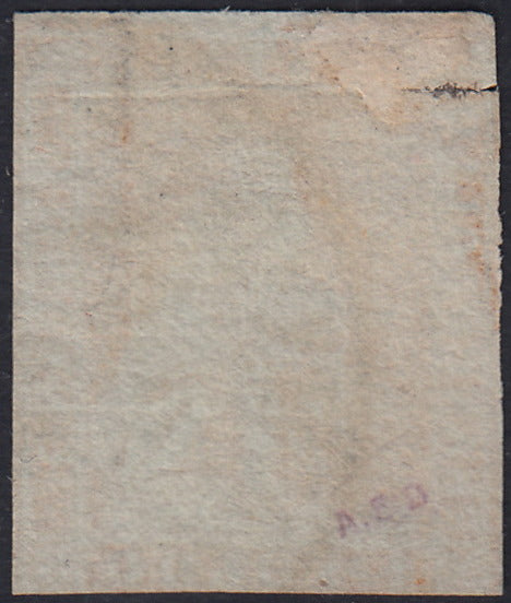 Tos161 - 1851 - Toscana 1 soldo arancio su carta grigia usato con annullo di Livorno (2e)