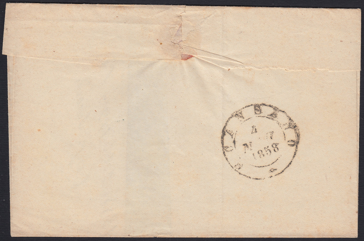 TosSP22 - 1858 - Letter sent from Pitigliano to Scansano 3/5/58 franked with 2 yellowish gray green crazie (13b).