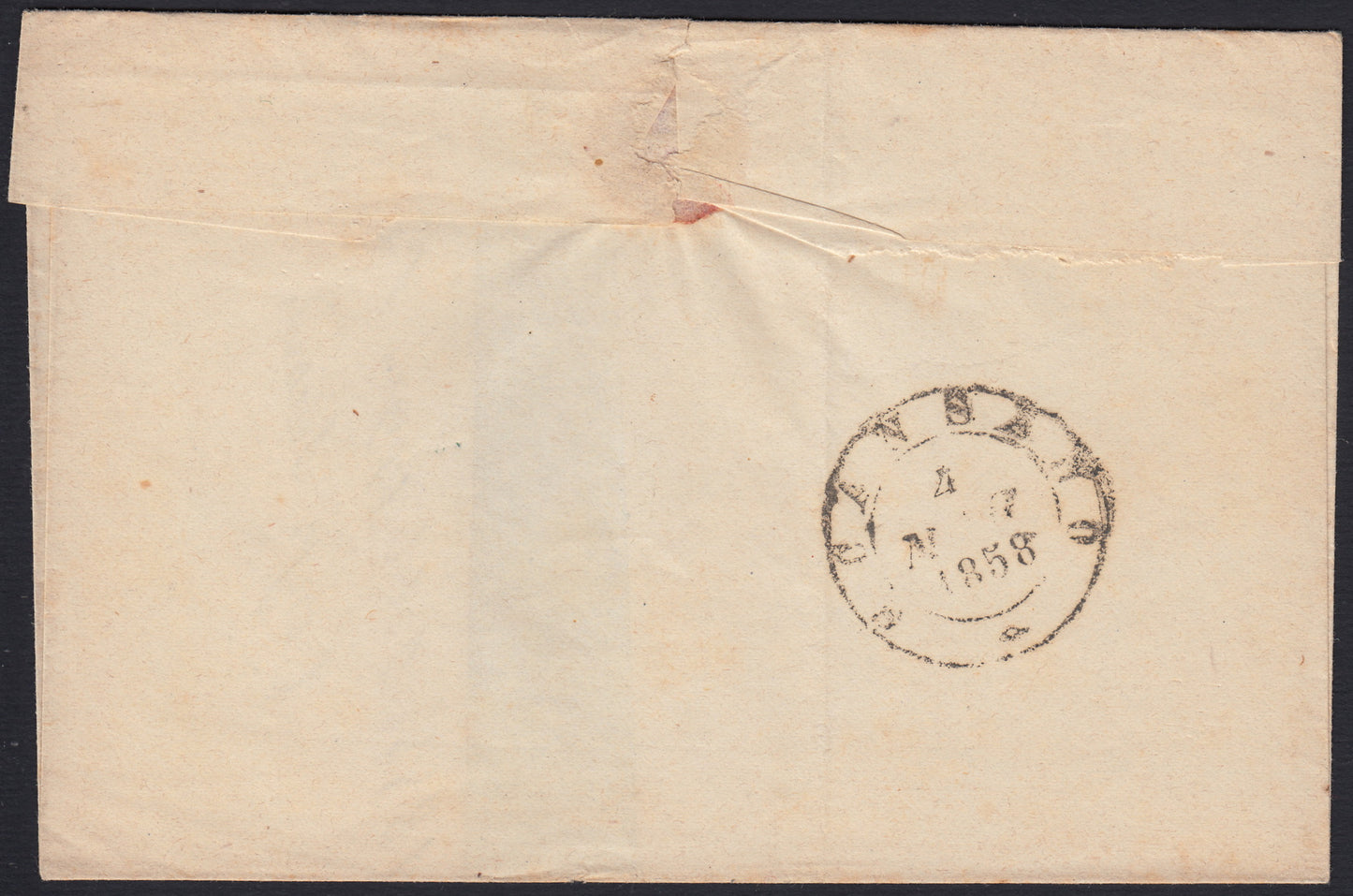 TosSP22 - 1858 - Lettera spedita da Pitigliano per Scansano 3/5/58 affrancata con 2 crazie verde grigio giallastro (13b).