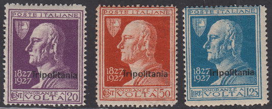 Trip14 - 1927 - Alessandro Volta, 3 esemplari nuovi con gomma integra (43/45)