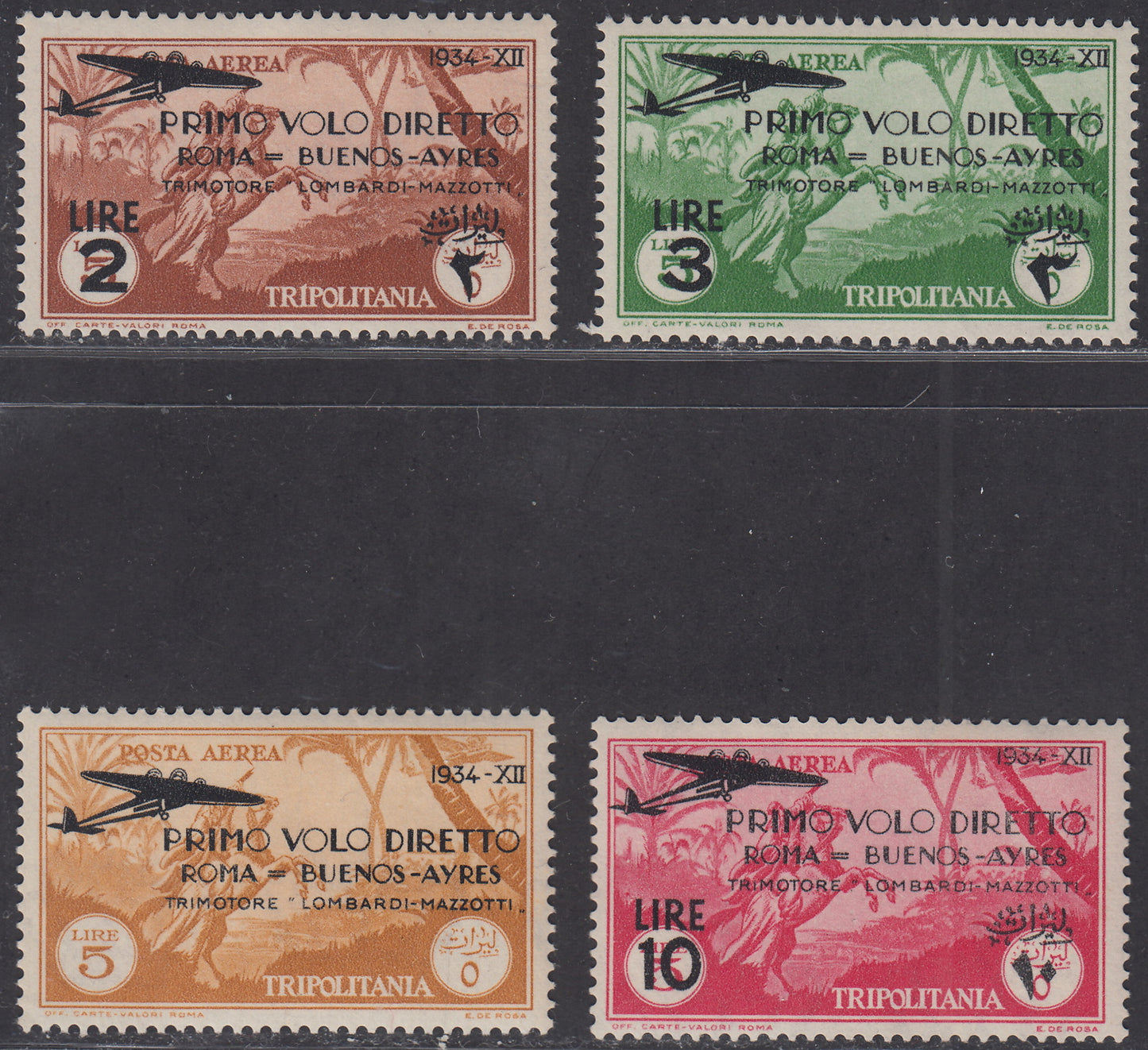 Trip25 - 1934 - Tripolitania Posta Aaereavolo Roma.- Buenos Aires complete set new intact rubber (30/33)