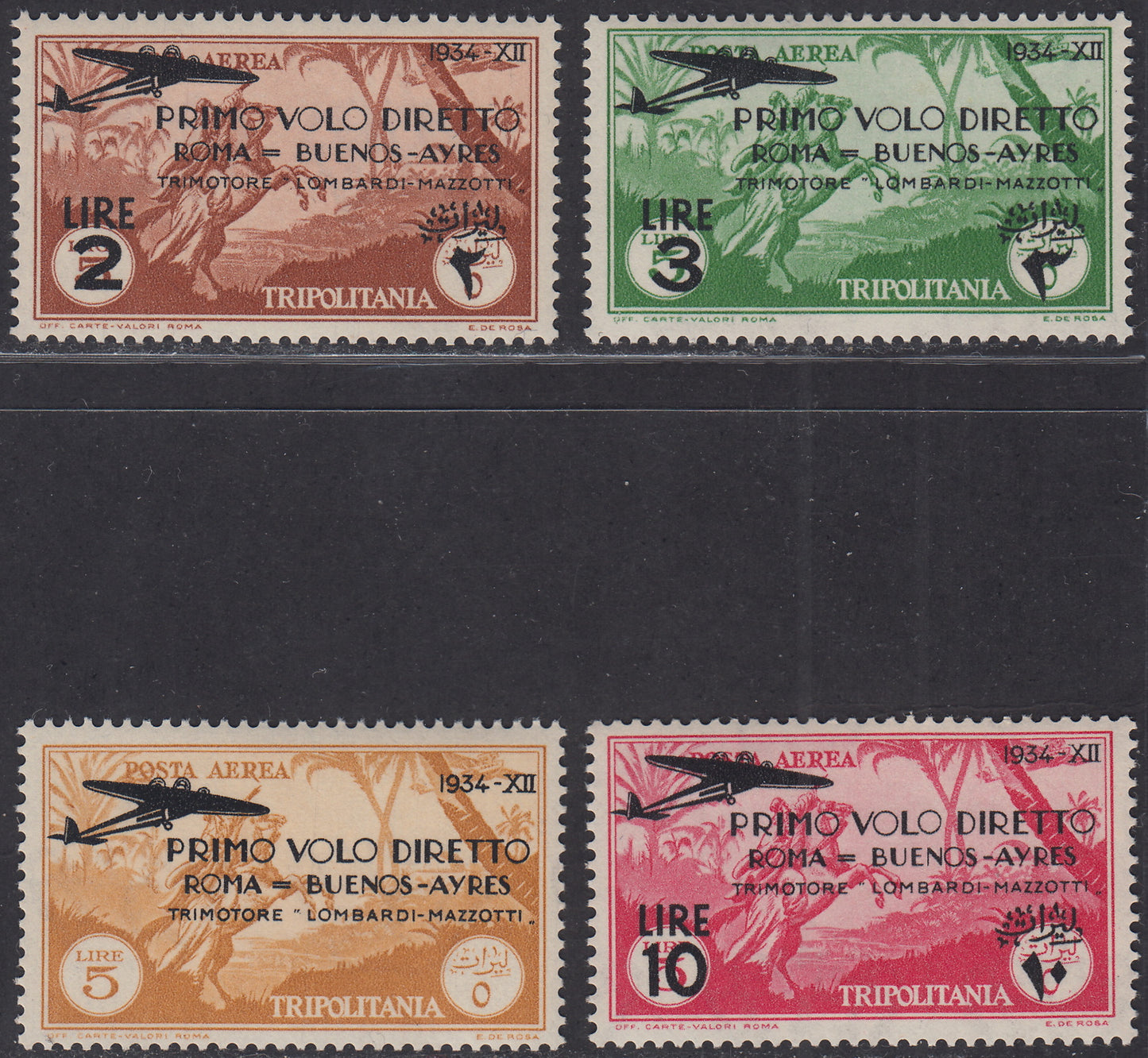 Trip26 - 1934 - Rome - Buenos Aires flight, complete set of 4 new values ​​with intact rubber (A30/33)