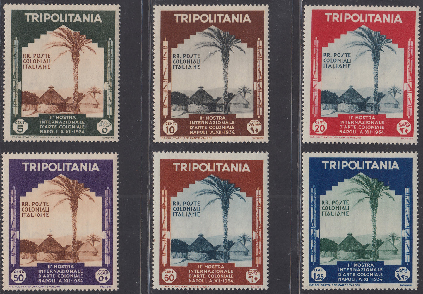 Trip28 - 1934 - 2nd international exhibition of colonial art, complete series of new Ordinary Mail + Air Mail with intact rubber (94/99, A41/46)