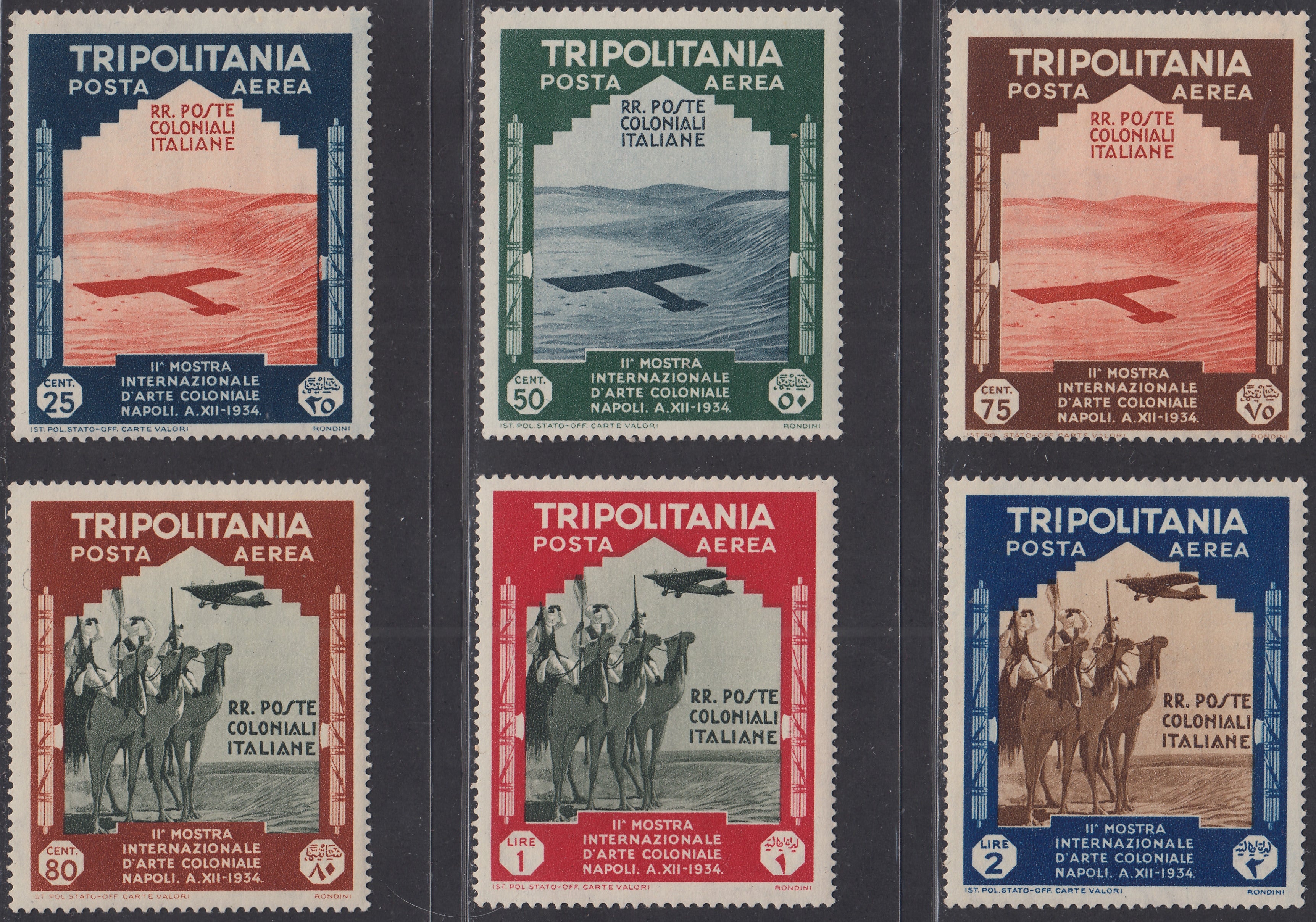Trip28 - 1934 - 2a mostra internazionale di Arte coloniale, serie completa di Posta Ordinaria + Posta Aerea nuova con gomma integra (94/99, A41/46)