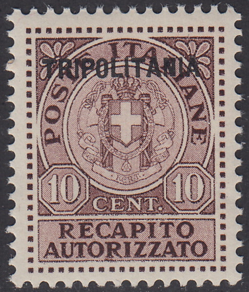 Trip31 - 1931 - Authorized Delivery of Regno c. 10 reddish brown overprinted TRIPOLITANIA new with intact gum (1)