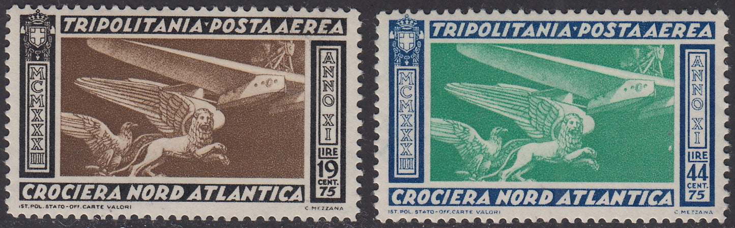 Trip32 - 1933 - Italian cruise Balbo, series of two new intact rubber values, untouched. (A28/29)