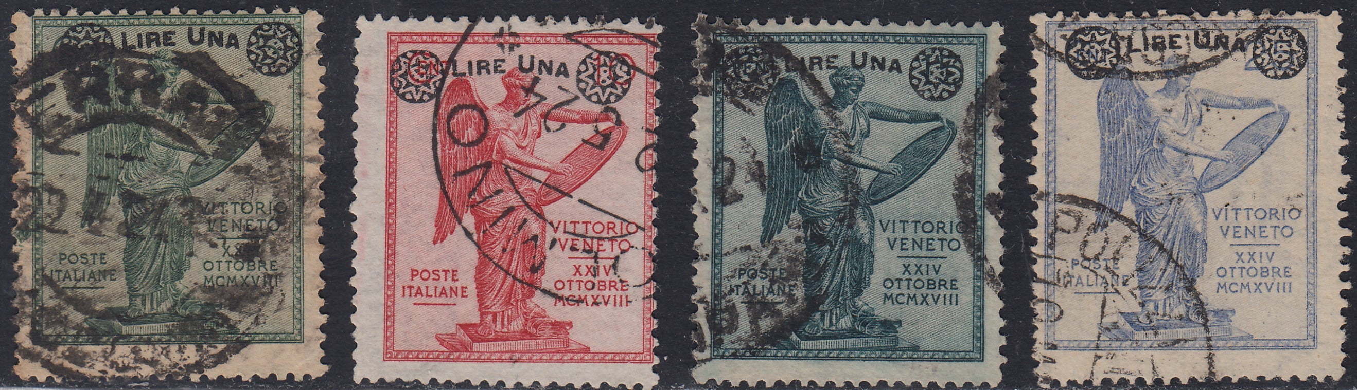 UT242 - 1924 - "Vittoria" soprastampata con nuovo valore da L. 1 serie completa usata.