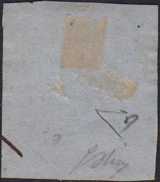 UT285_3 - 1862 - Emissione dentellata, c. 10 bistro giallastro usato su frammento (1).