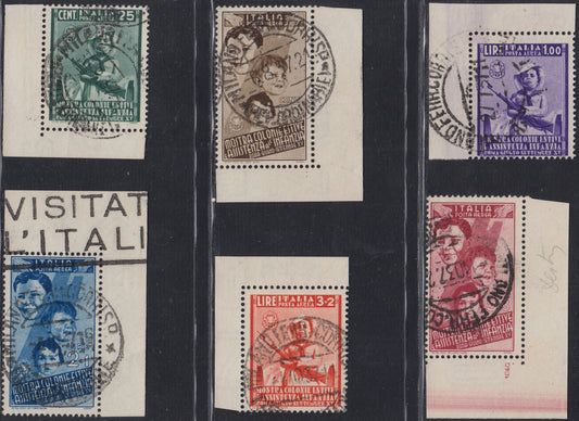 UT356 - 1937 - Mostra delle colonie Estivie e Assistenza all'Infanzia, Posta Aerea, serie completa di 6 valori usati con annulli originali (A100/A105)