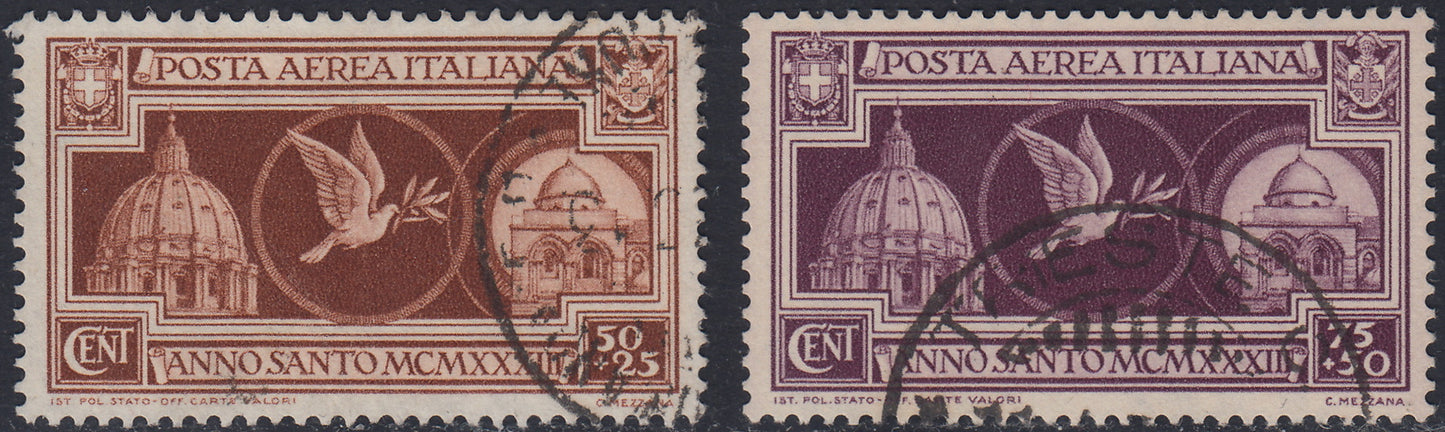 UT360 - 1933 - Anno Santo, Posta aerea, serie completa usata con annulli originali (A54/55)