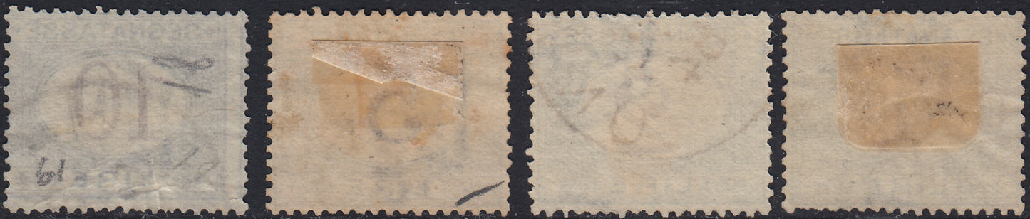 F14-99 - 1863 - Tax postmark, oval with value in the center and horizontal writing, c. 10 new ocher with eraser (1a).