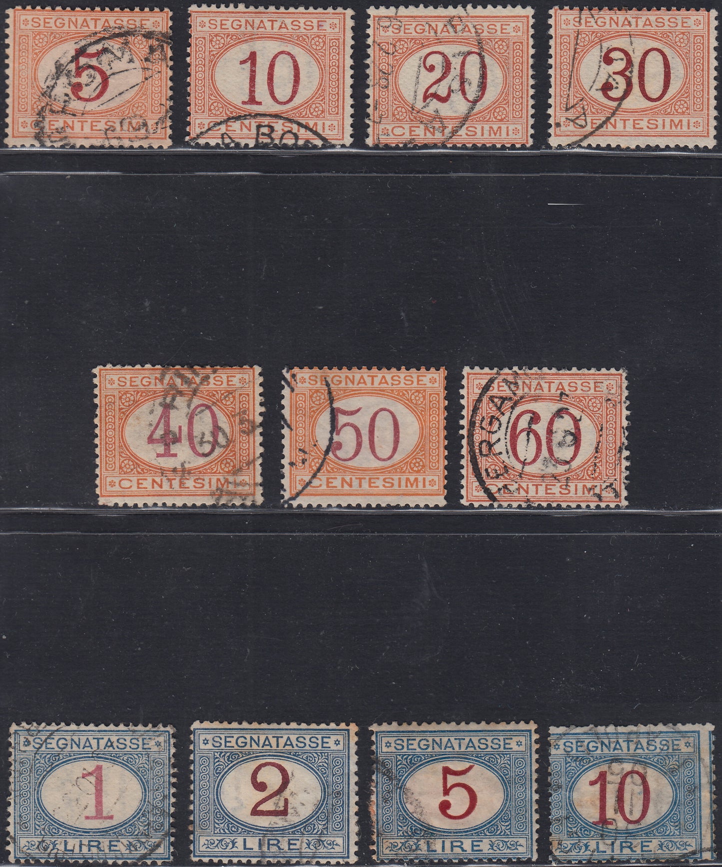 F14-99 - 1863 - Tax postmark, oval with value in the center and horizontal writing, c. 10 new ocher with eraser (1a).