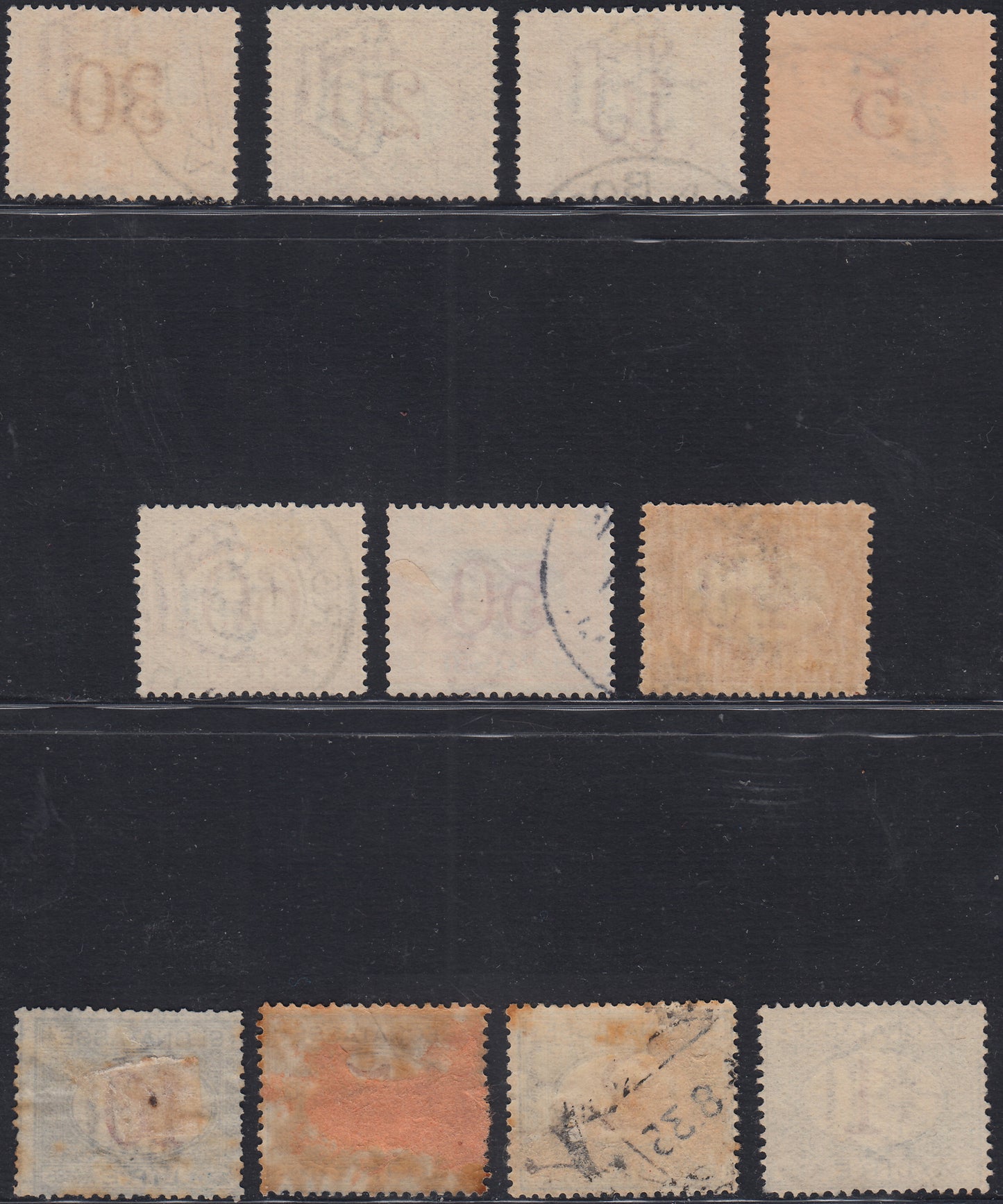 F14-99 - 1863 - Tax postmark, oval with value in the center and horizontal writing, c. 10 new ocher with eraser (1a).