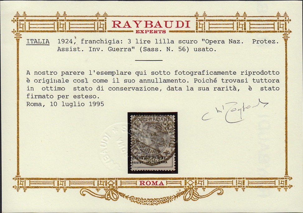 UT430 - 1924 - Enti Parastatali, Opera Naz. Protez. Assist. Inv. Guerra due alti valori della serie usati con annulli originali (55, 56)