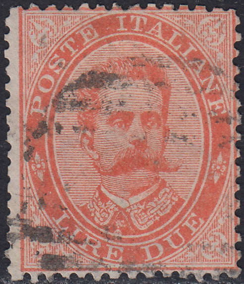 UT442 - 1879 - Umberto I L. 2 vermiglio usato con annullo originale (43)