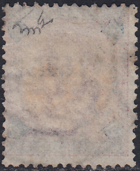 UT445 - 1891/96 - Umberto I L. 5 carminio e azzurro usato con annullo originale (64)