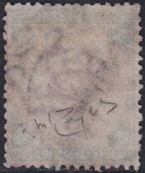 UT449 - 1891/96 - Umberto I L. 5 carminio e azzurro usato con annullo originale (64)