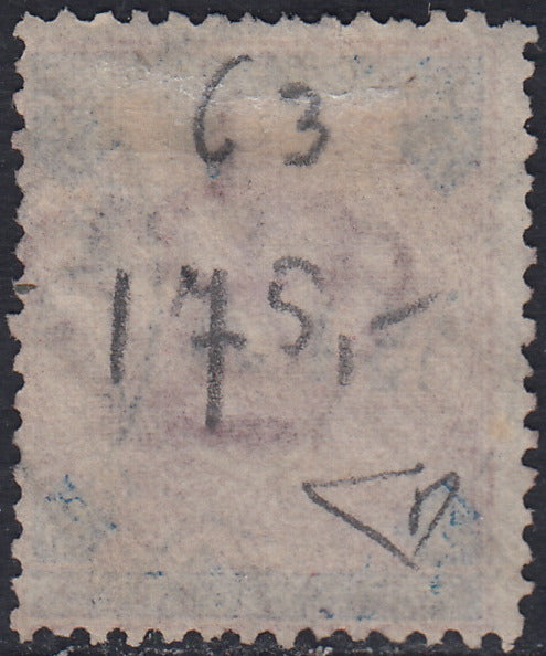 UT450 - 1891/96 - Umberto I L. 5 carminio e azzurro usato con annullo originale (64)