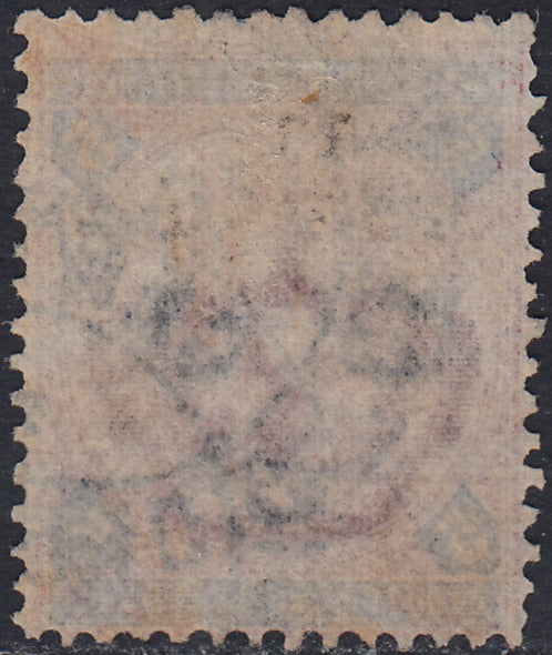 UT451 - 1891/96 - Umberto I L. 5 carminio e azzurro usato con annullo originale (64)