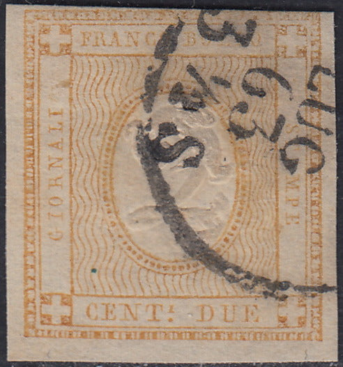 UT455 - 1862 - Francobollo per le stampe, c. 2 bistro usato (10)