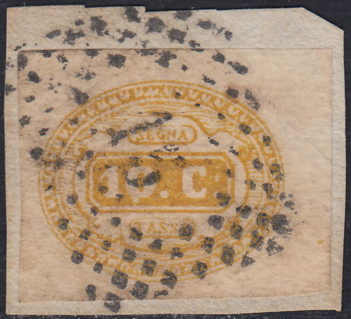 1862 - Effigy of Vittorio Emanuele II facing right, c. 80 dark orange yellow comb-pierced, used (4b)