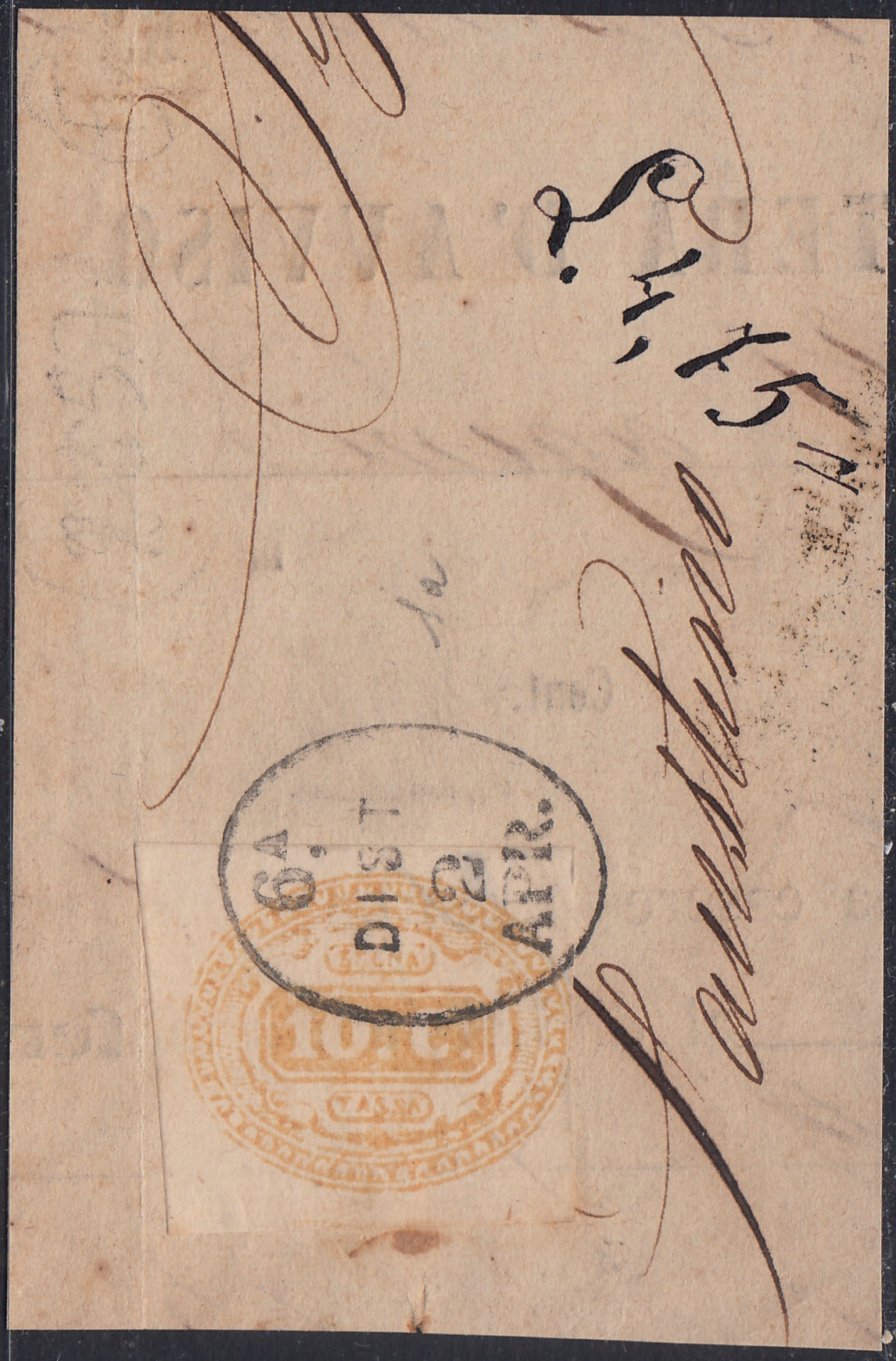 1862 - Effigy of Vittorio Emanuele II facing right, c. 80 dark orange yellow comb-pierced, used (4b)