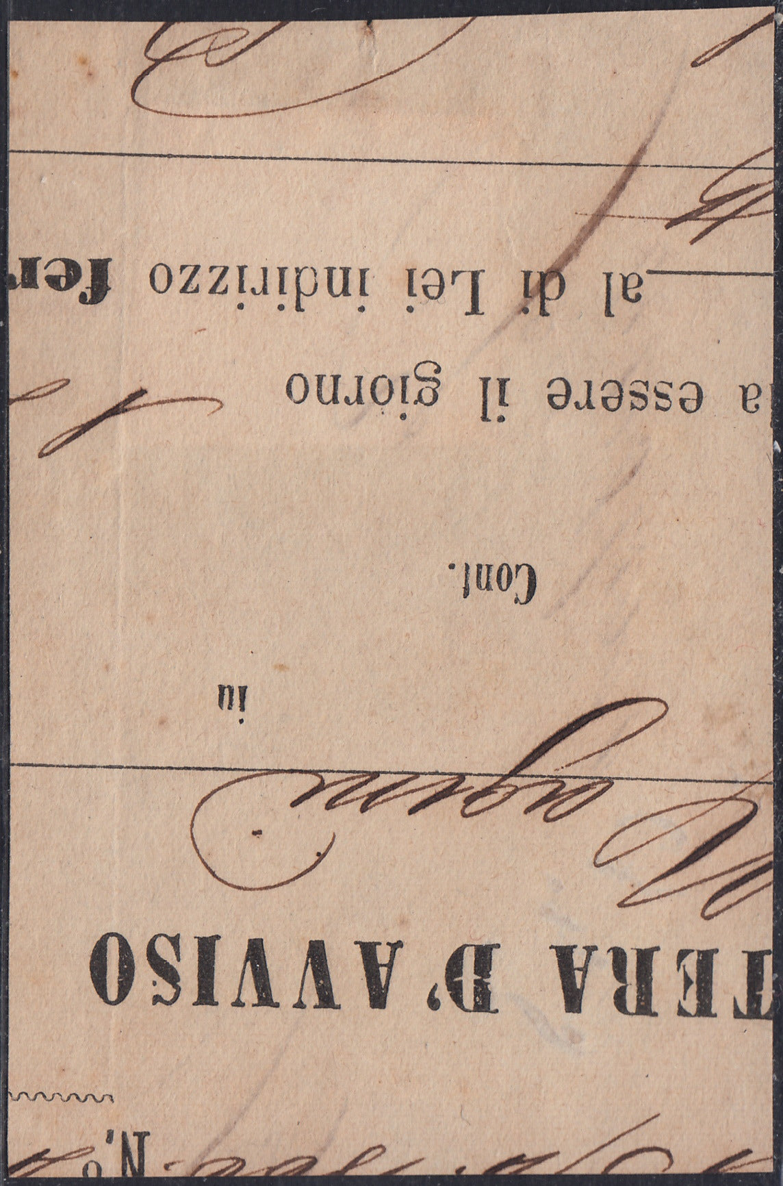 UT465 - 1863 - Segnatasse, c. 10 giallo usato su frammento con annullo "6a Distr. 2 APR." (1)
