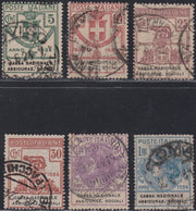 UT488 - 1924 - Enti Parastatali, Cassa Nazionale Assicuraz. Sociali, serie di 6 valori usati (24/29)