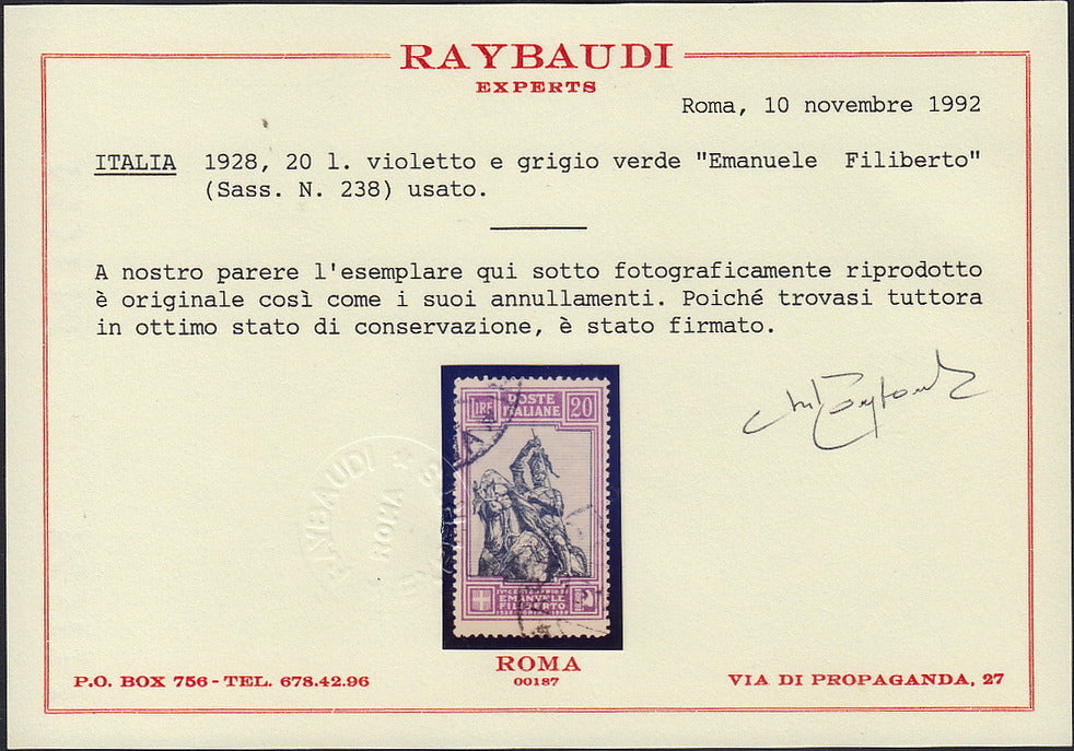 UT490 - 1928 - 4° centenario della nascita di Emanuele Filiberto, serie completa di 13 valori usati con annulli originali (226/238).