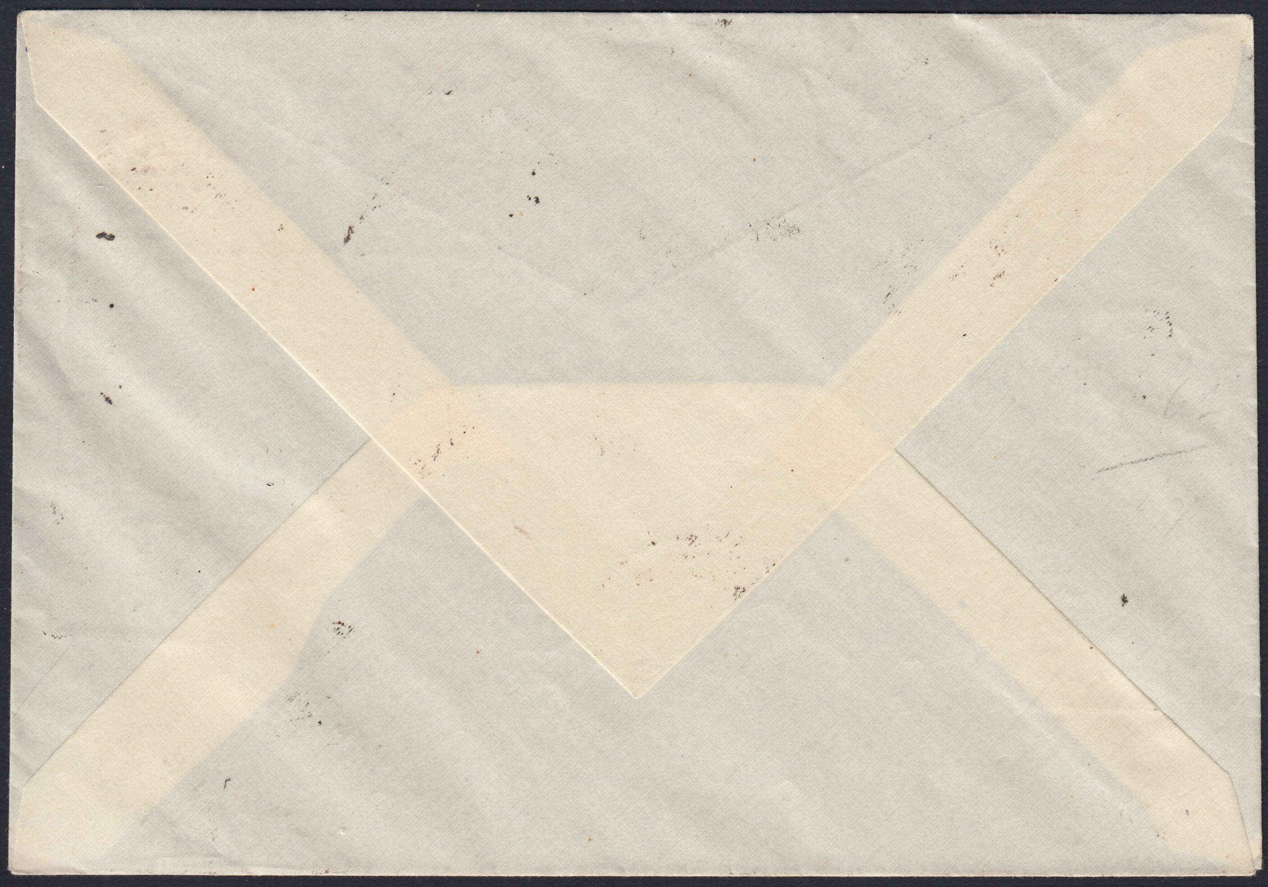 UT577 - 1938 - Posta aerea spedita da Firenze per Lipsia il 09/05/38 affrancata con Imperiale c. 2 arancio, Augusto c. 15 bruno, c. 20 rosso, P.A. c. 25 lilla, c. 50 bruno oliva, Uomini Illustri c. 25 verde. ( 242A, 417, 418, A106, A107, 428)