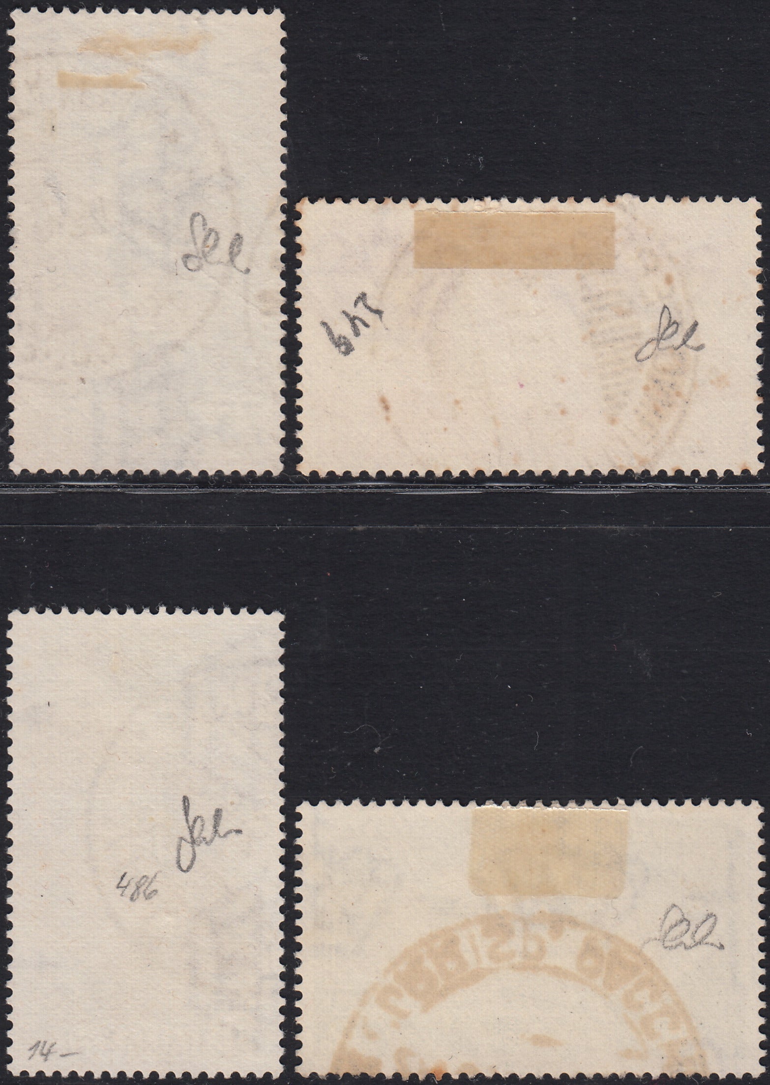 1930 – Virgilio, Ten cuttings of an advertising poster on thick cardboard with a perforated impression printed in black in the outline and diagonally the wording SAGGIO in block capitals.