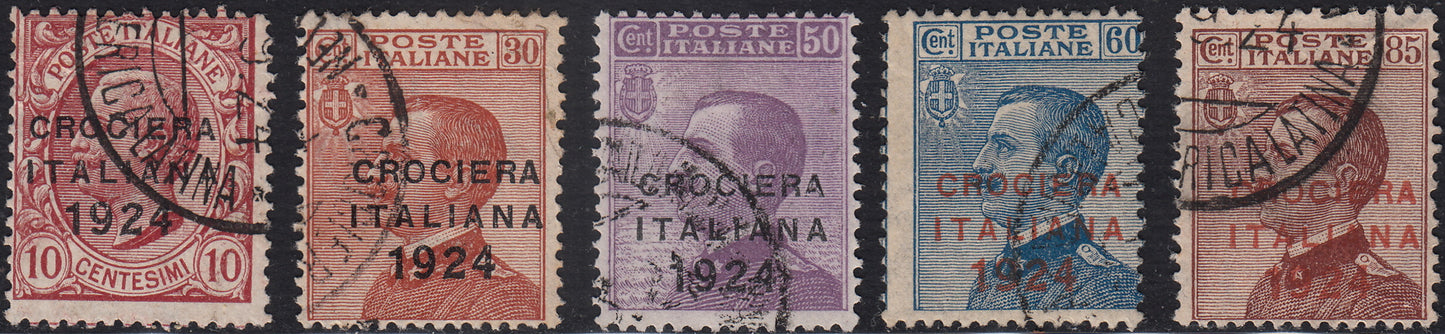 1930 – Virgilio, Ten cuttings of an advertising poster on thick cardboard with a perforated impression printed in black in the outline and diagonally the wording SAGGIO in block capitals.