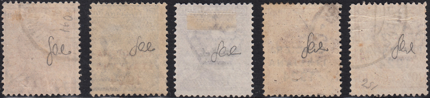 1930 – Virgilio, Ten cuttings of an advertising poster on thick cardboard with a perforated impression printed in black in the outline and diagonally the wording SAGGIO in block capitals.