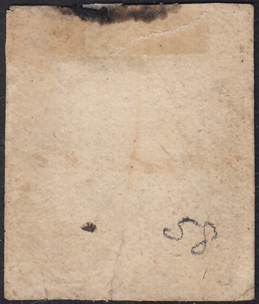 UT690 - 1859 - Effigie di Federico II di Borbone, 1 grana bruno oliva chiaro II tavola usato (4c)